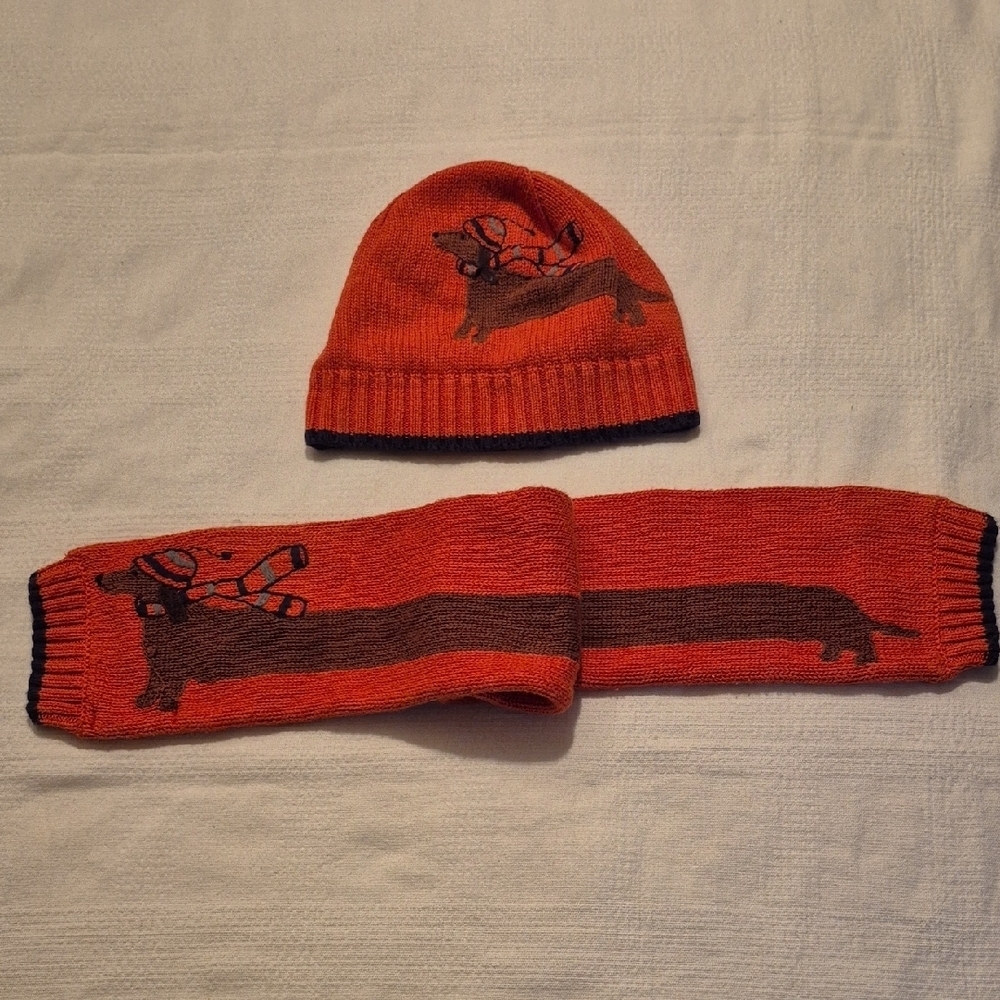 Janie and Jack boys orange hat 4T-5T & scarf up to 3T both VGUC 2009